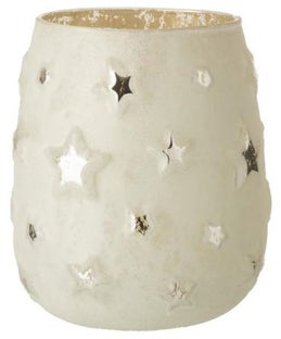 Świecznik szklany srebrny gwiazdki Ø13x15 cm – obraz-1