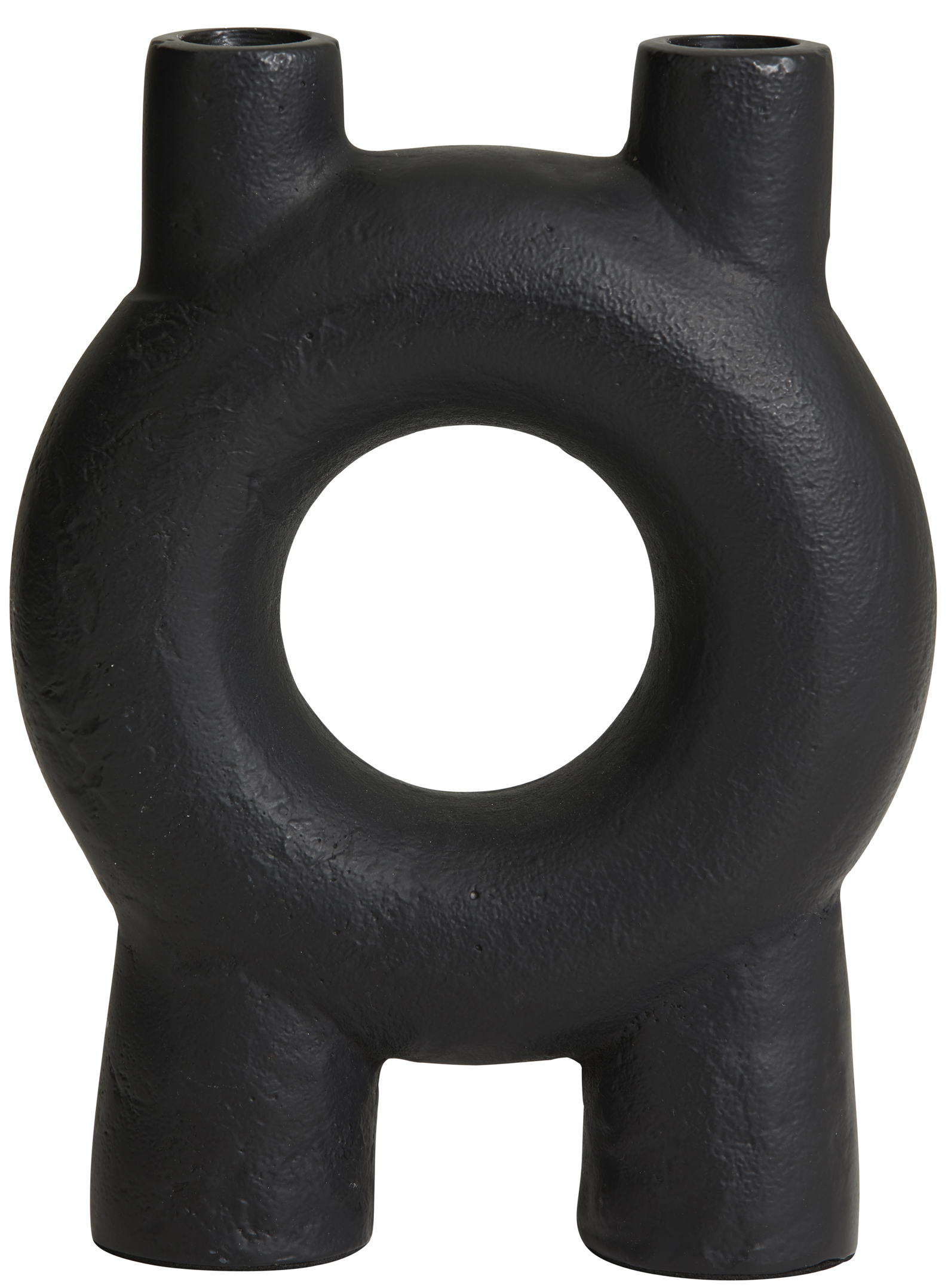 Świecznik aluminiowy czarny 16x6 cm – obraz-1