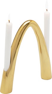 Świecznik podwójny z aluminium złoty 23x25 cm – obraz-1