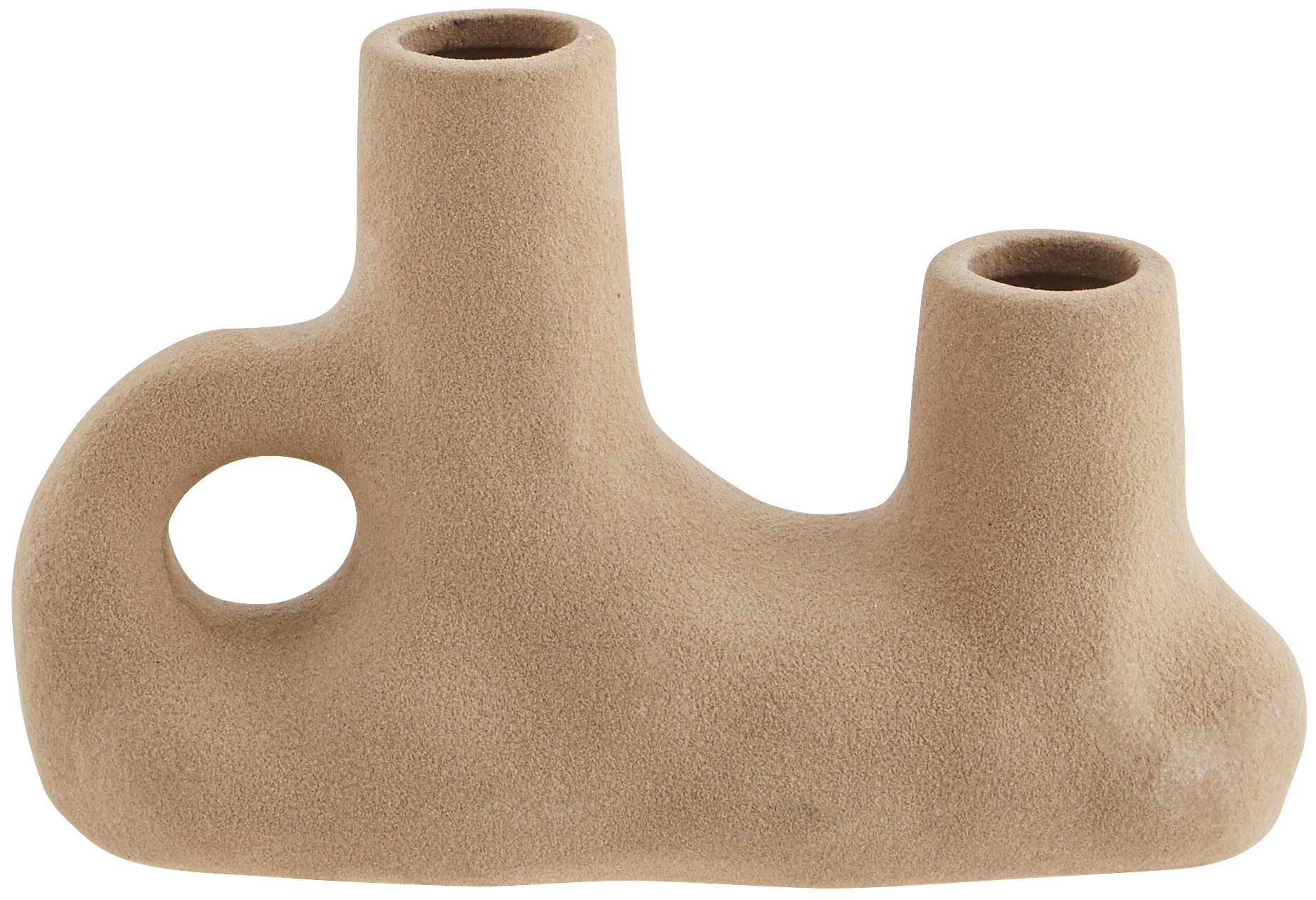 Świecznik podwójny z ceramiki boho 19x12 cm – obraz-1