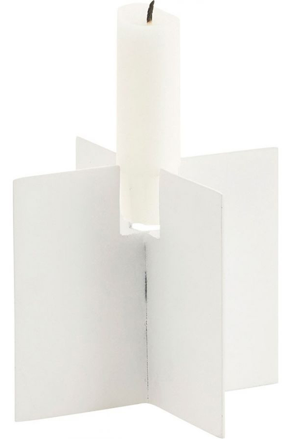 Świecznik metalowy biały 9 cm – obraz-1