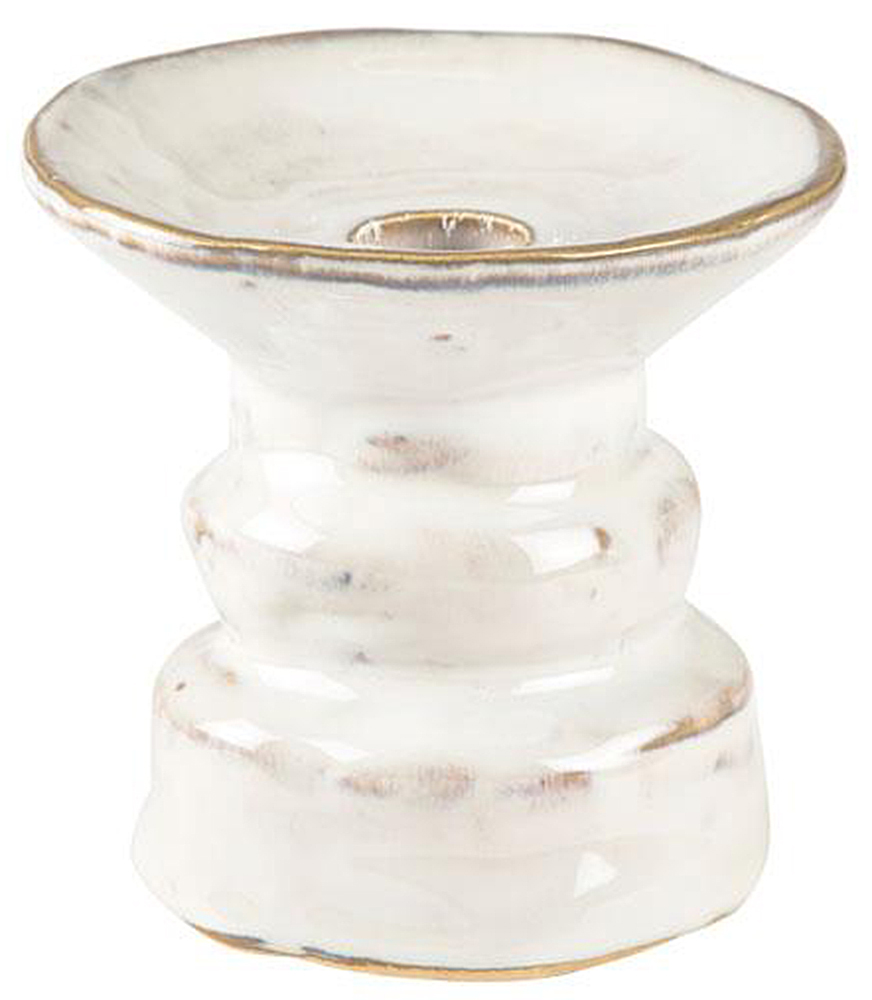 Świecznik kamionkowy biały 11x11 cm – obraz-1