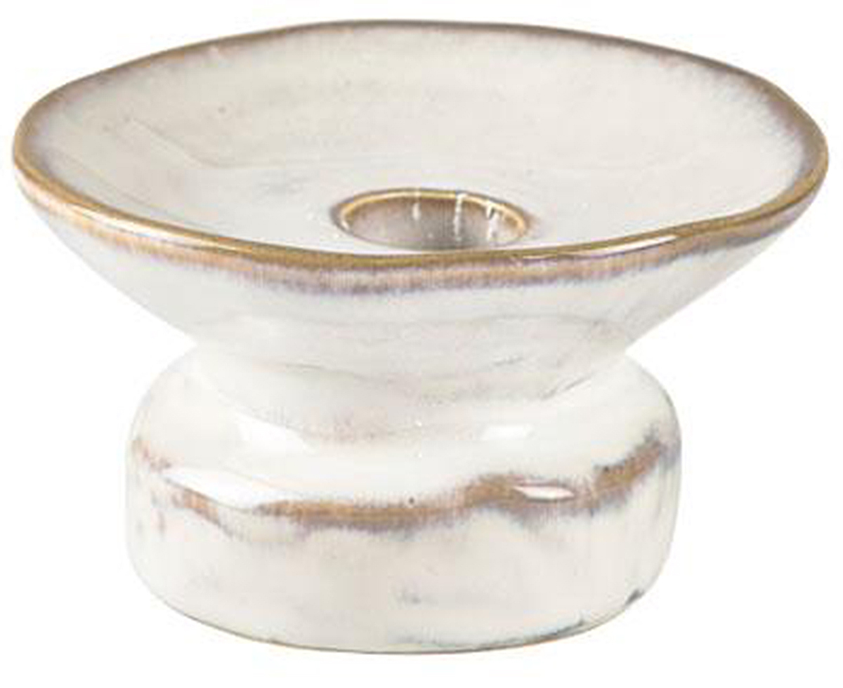 Świecznik kamionkowy biały 11x6 cm – obraz-1