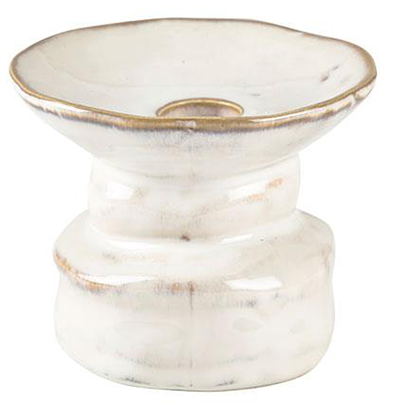 Świecznik kamionkowy biały 11x9 cm – obraz-1