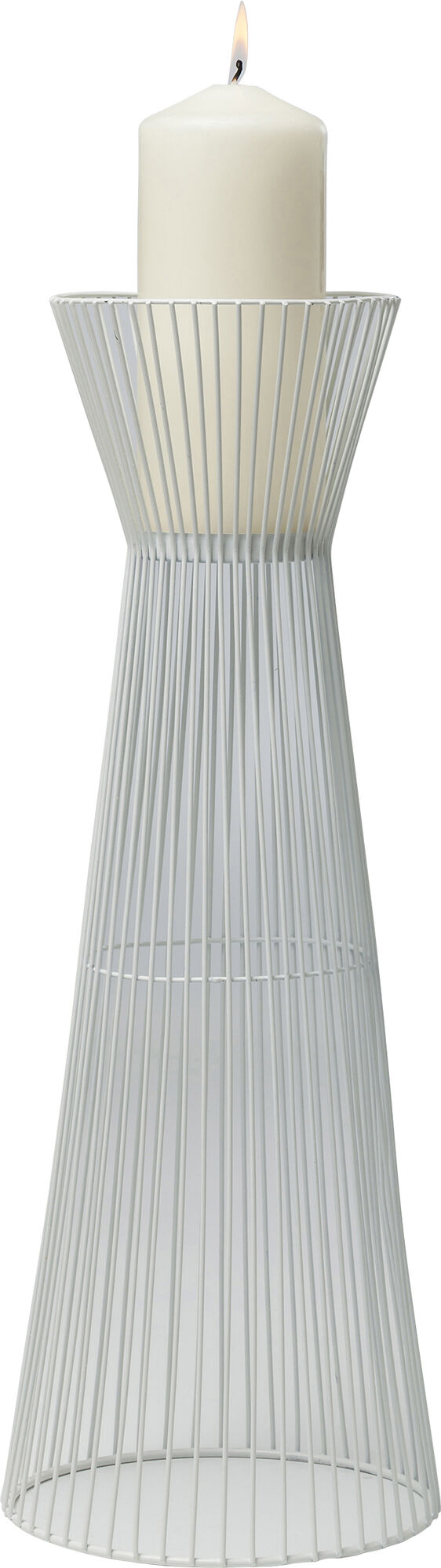 Świecznik Wire Ø15x50 cm biały  – obraz-1