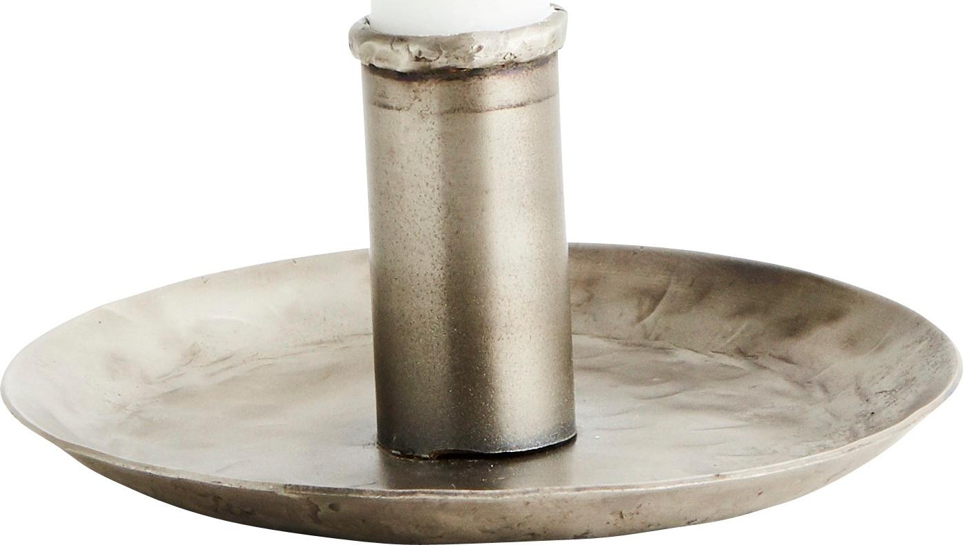 Świecznik metalowy srebrny 13 cm – obraz-1