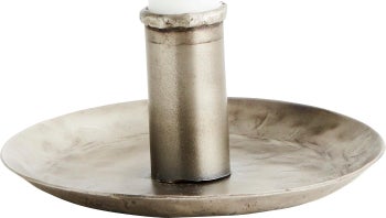 Świecznik metalowy srebrny 13 cm – obraz-1