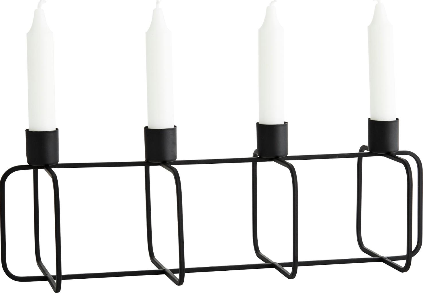 Świecznik żelazny 38x13 cm czarny – obraz-1