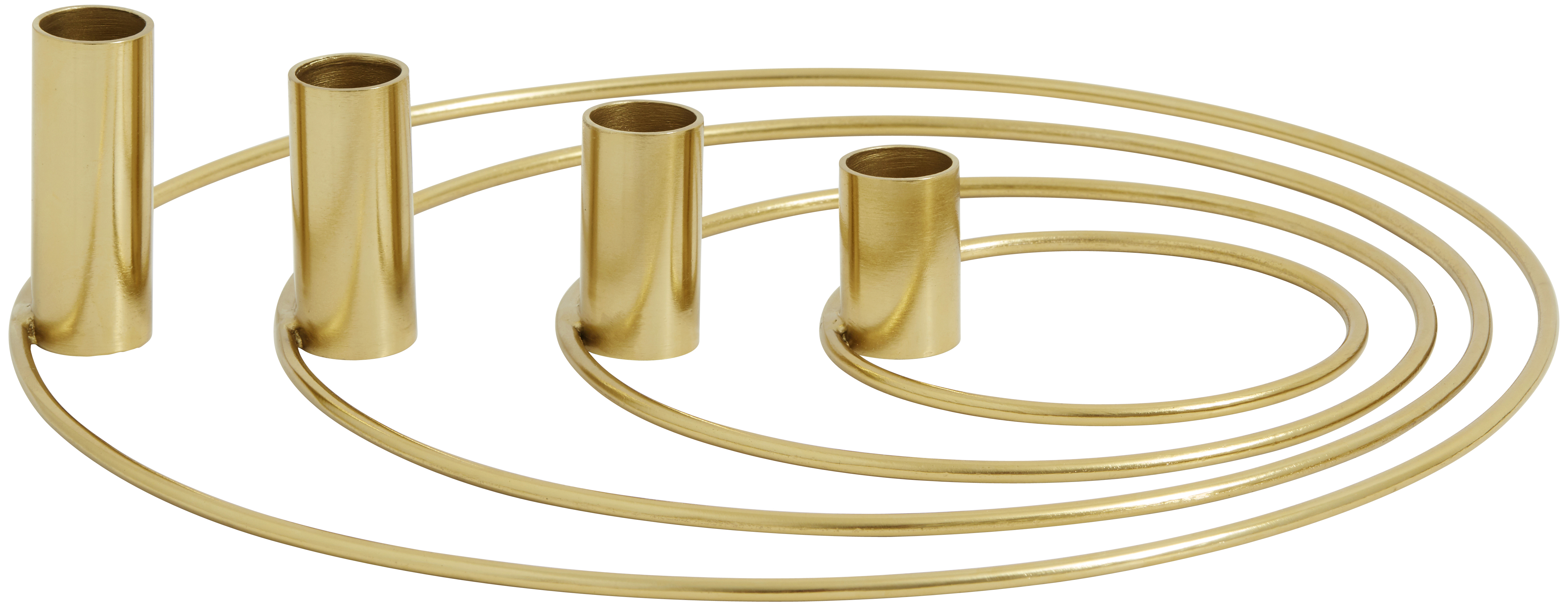 Świeczniki metalowe złote na 4 świece 32x7 cm – obraz-1