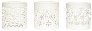 Zestaw 3 świeczników Holders 7x7 cm białe – obraz-1