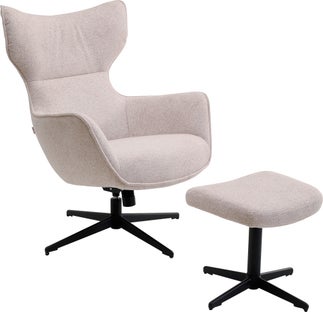 Sillón giratorio + Taburete Jules Beige – Imagen-1.