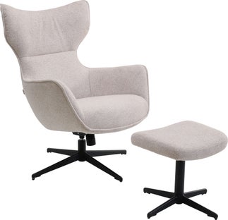 Fotoliu rotativ + Hocker Jules Crem – imagine-1.