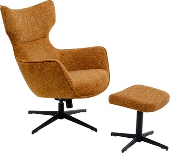 Sillón giratorio + Taburete Jules Amarillo – Imagen-1.