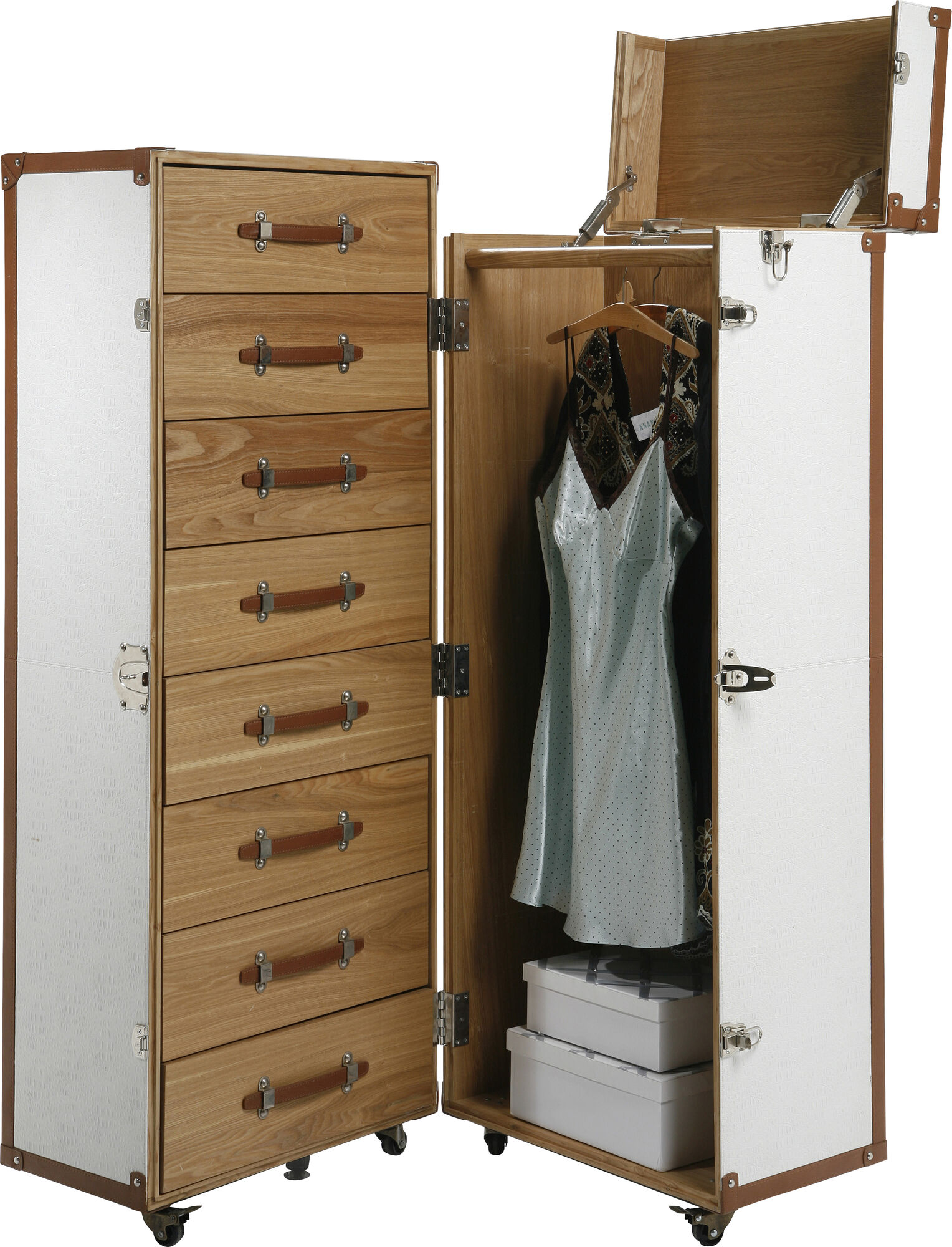 Szafa garderoba biało-brązowa 63 x 145 cm – obraz-1