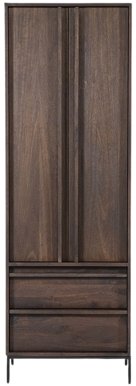 Szafa dwudrzwiowa brązowa z drewna mango i metalu 60x180 cm – obraz-1