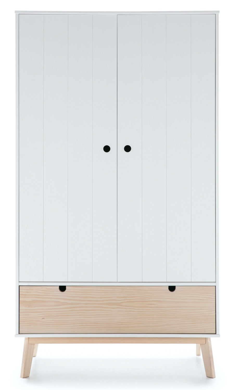 Szafa dwudrzwiowa drewniana biała 100x180 cm – obraz-1