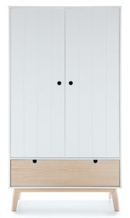 Szafa dwudrzwiowa drewniana biała 100x180 cm – obraz-1