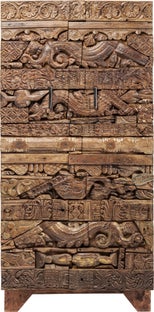 Szafa dwudrzwiowa drewniana zdobiona 85x180 cm – obraz-1