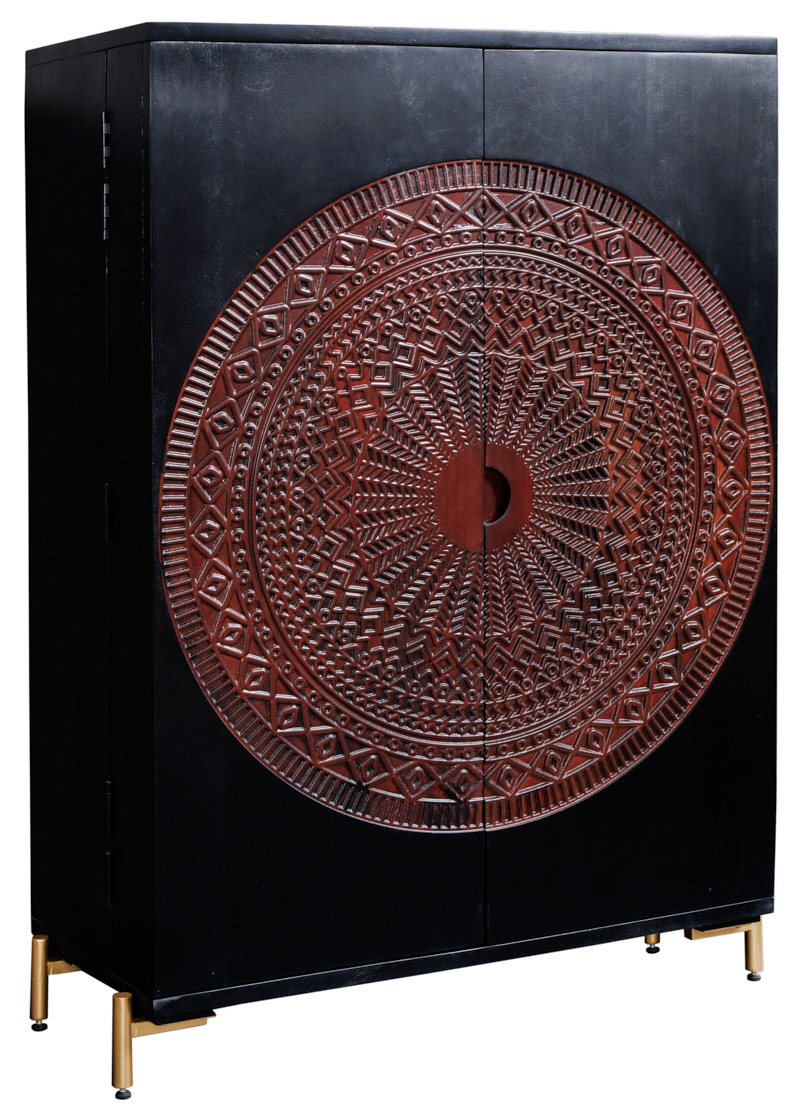 Szafka barowa czarna z drewna mango w nowoczesnym stylu – grafika-1.