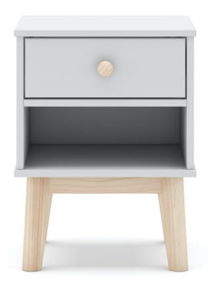 Szafka nocna z szufladą biała 40x53 cm sosna MDF – obraz-1