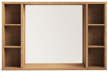 Szafka łazienkowa wisząca z półkami i lustrem drewno tekowe 100x65 cm – obraz-1