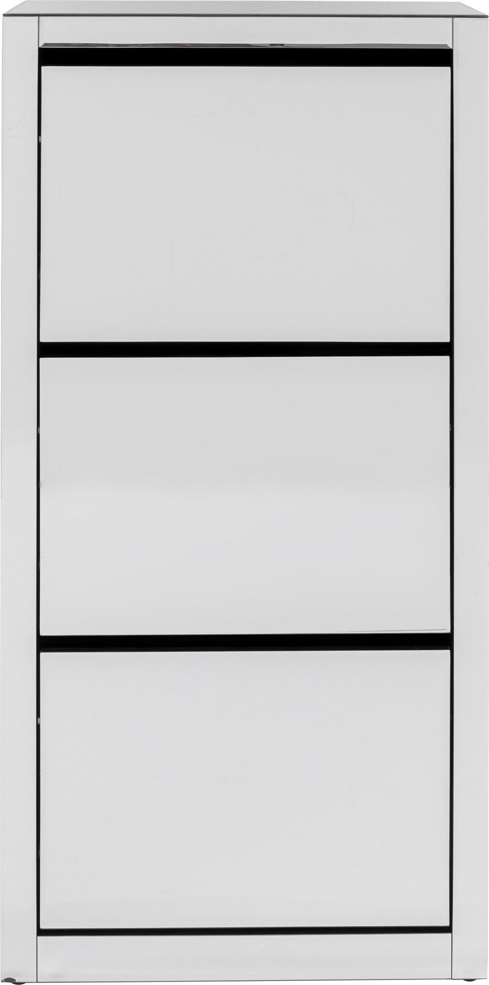 Szafka na buty szklana otwierana z 3 przegrodami srebrny – obraz-1