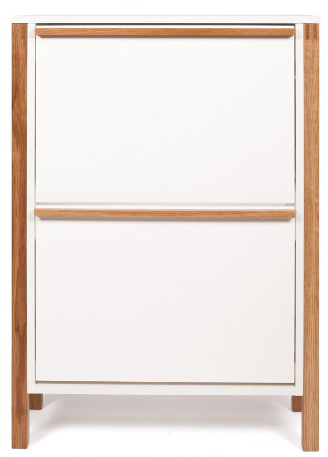 Szafka na buty biała drewniana z 2 przegrodami 93x65 cm – obraz-1