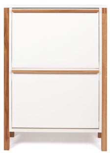 Szafka na buty biała drewniana z 2 przegrodami 93x65 cm – obraz-1