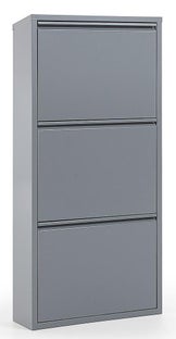 Szafka na buty metalowa szara z 3 przegrodami – obraz-1