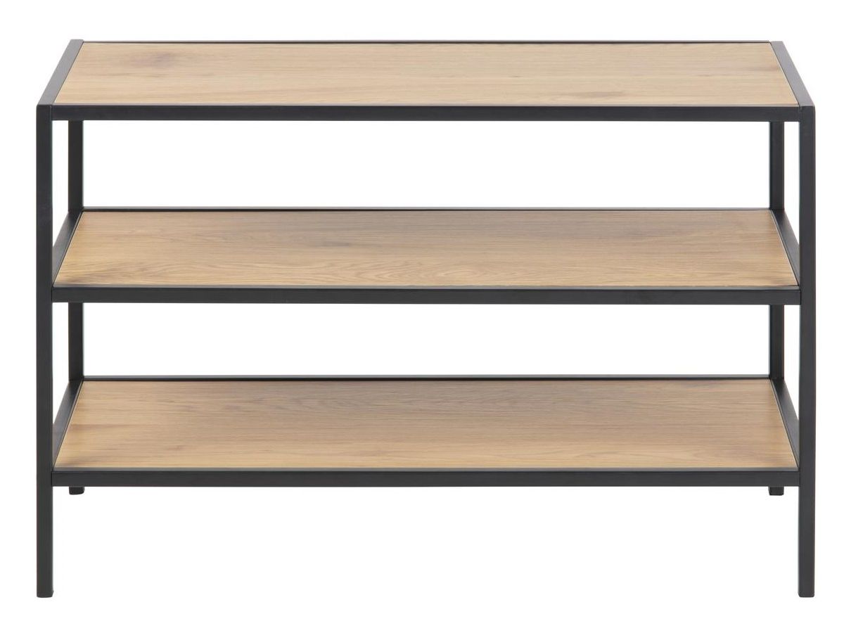 Szafka na buty z 3 półkami czarna drewniana – obraz-1