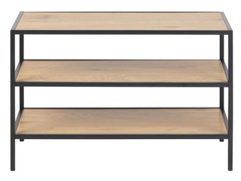 Szafka na buty z 3 półkami czarna drewniana – obraz-1