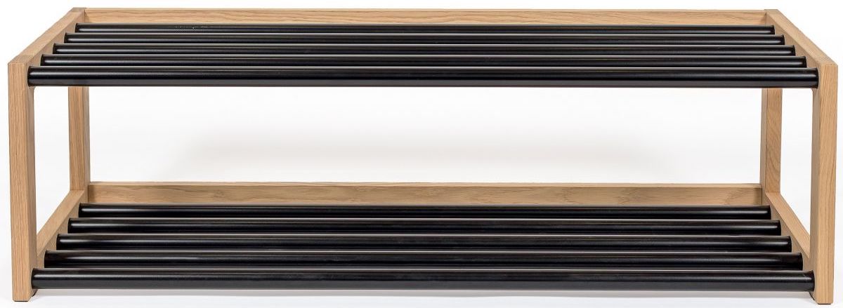 Szafka na buty z 2 półkami czarno-brązowa 100x30 cm – obraz-1