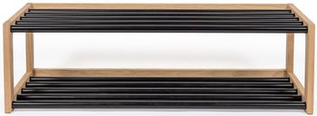 Szafka na buty z 2 półkami czarno-brązowa 100x30 cm – obraz-1