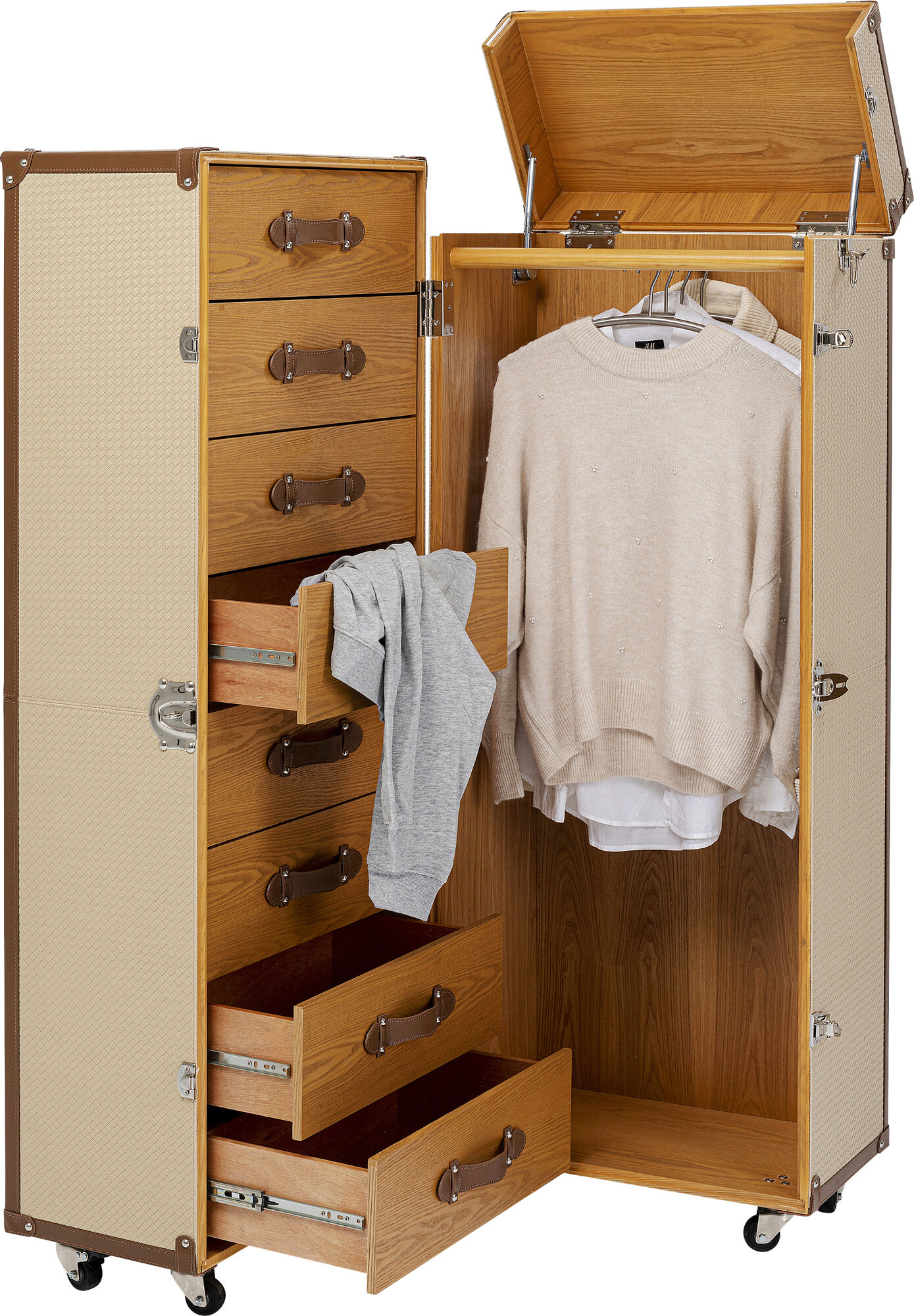 Szafka na kółkach rozkładana tapicerowana z szufladami 58x155 cm – grafika-1.