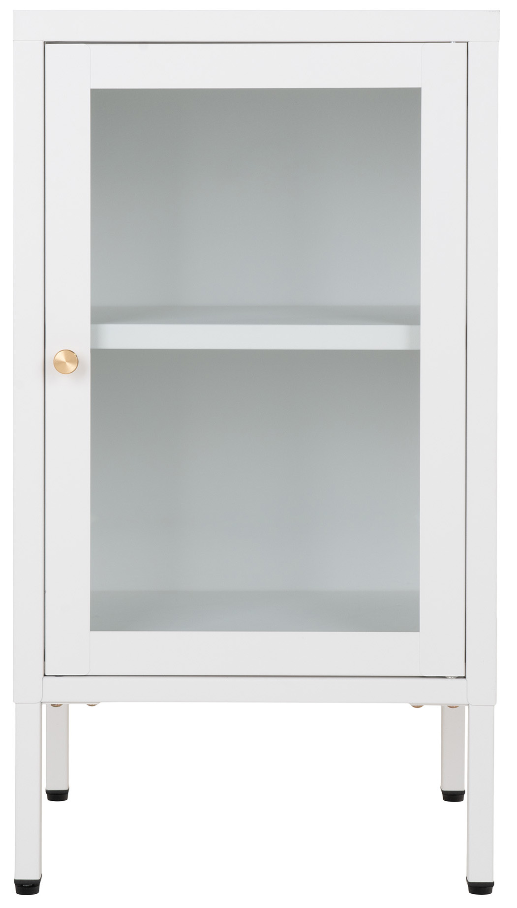 Szafka nocna 1-drzwiowa stalowa biała front szklany 35x70 cm – grafika-1.