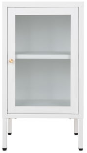 Szafka nocna 1-drzwiowa stalowa biała front szklany 35x70 cm – grafika-1.