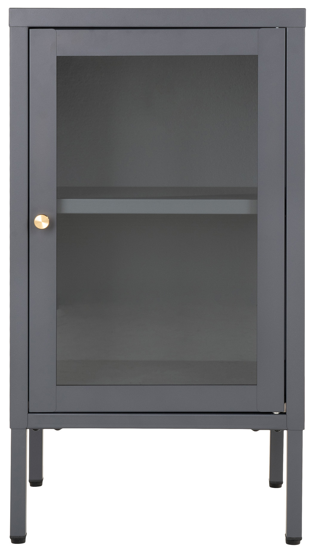 Szafka nocna 1-drzwiowa stalowa szara front szklany 35x70 cm – grafika-1.