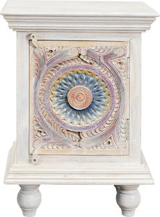 Szafka nocna 1-drzwiowa z drewna mango front kolorowy 50x70 cm – obraz-1