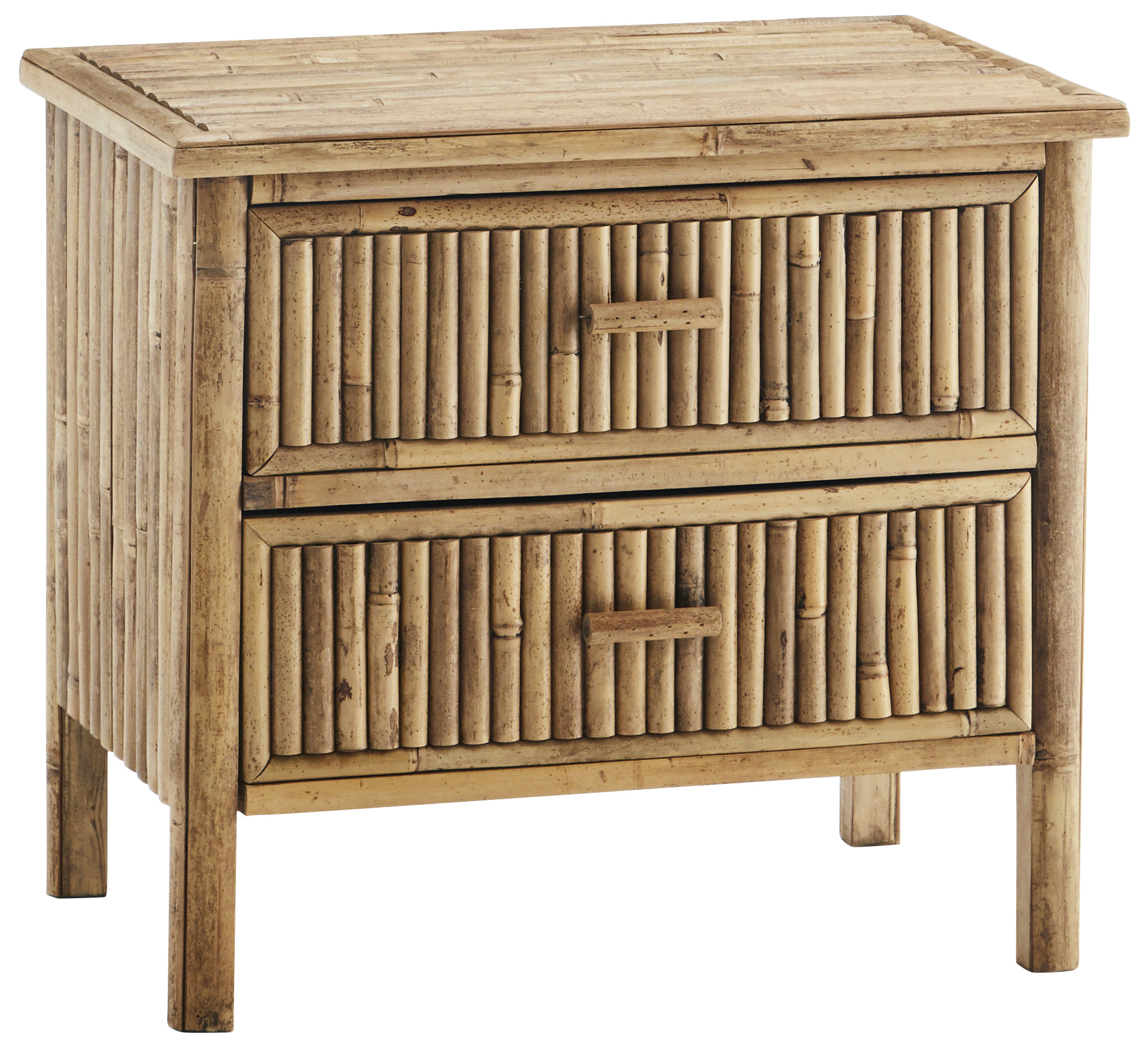 Szafka nocna drewno bambusowe boho 2 szuflady 59x39 cm – obraz-1