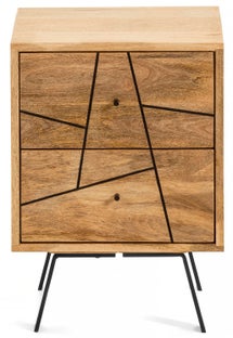 Szafka nocna z szufladami drewniana nogi metalowe czarne 40x40 cm – obraz-1