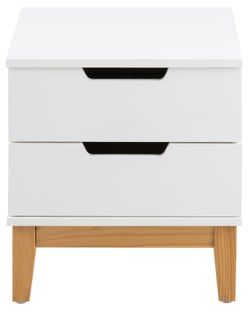 Szafka nocna drewniana biała nogi drewniane 2 szuflady 40x40 cm – obraz-1