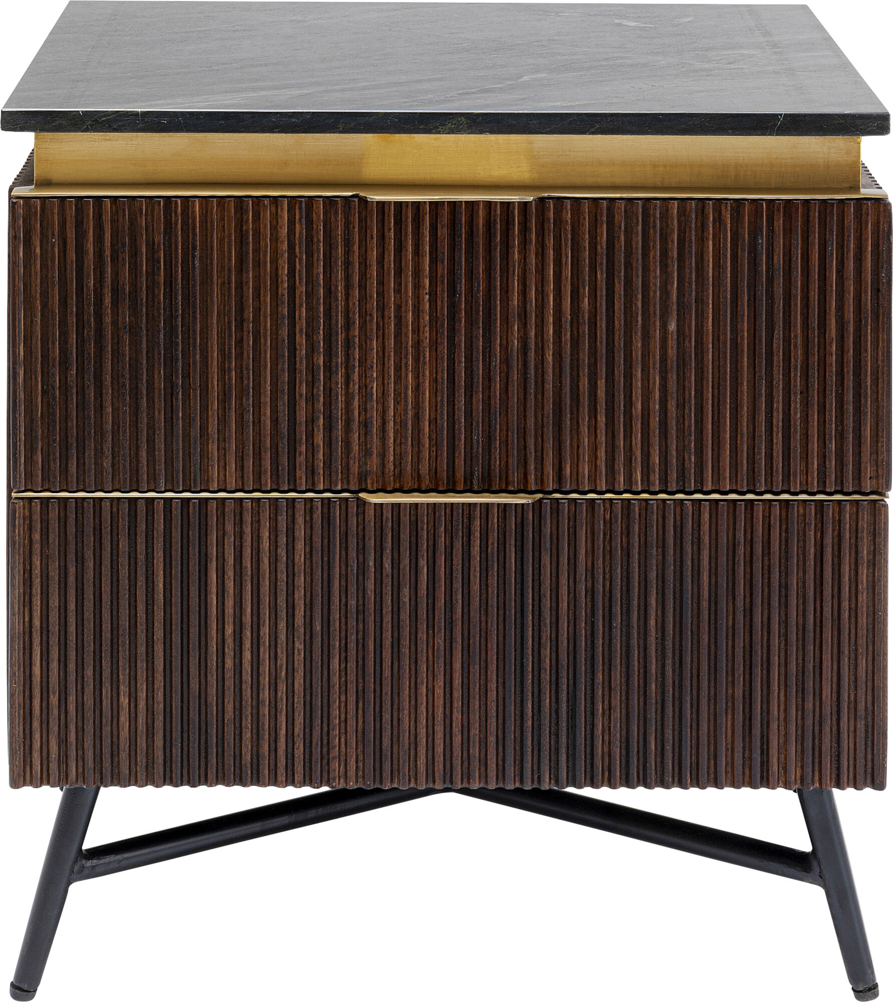 Szafka nocna Catalina 51x58 cm drewno mango ciemnobrązowe - blat marmur – grafika-1.