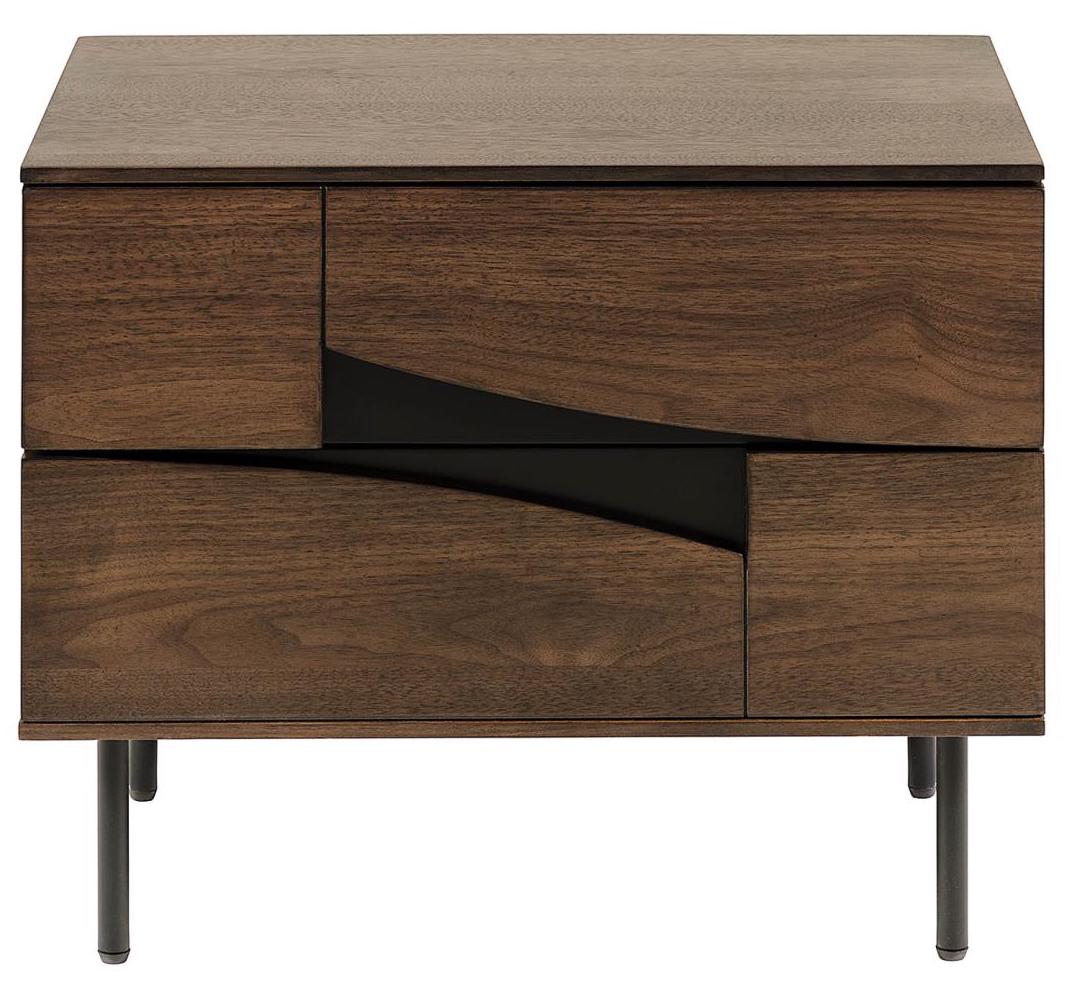 Szafka nocna drewniana metalowa brązowa 60x40 cm – obraz-1