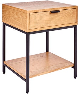 Szafka nocna z szufladą naturalna MDF w czarnym kolorze i nowoczesnym stylu – grafika-1.