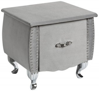 Pikowana szafka nocna z aksamitnej tkaniny srebrnoszarej w stylu nowoczesnym – grafika-1.