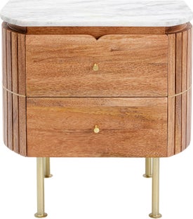 Sängbord Grace - Byrå - Trä/Marmor/Guld – bild-1.