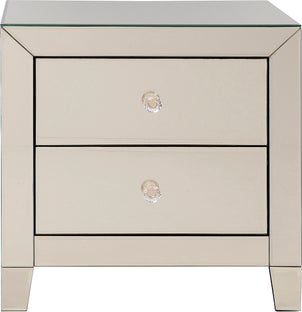 Sängbord Luxury - Byrå Champangefärgat Spegelglas, 2 Lådor – bild-1.