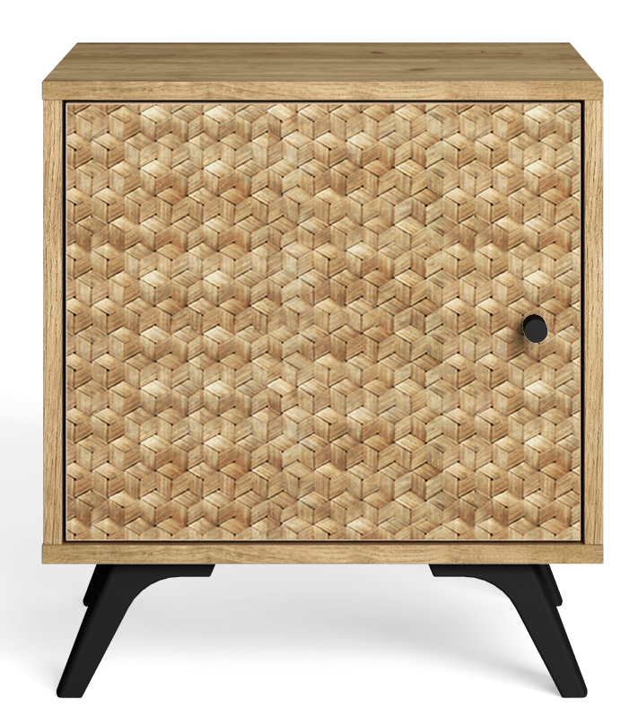 Szafka nocna 1 drzwiowa 48x53 cm drewniana boho – obraz-1