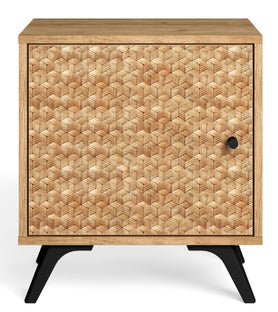 Szafka nocna 1 drzwiowa 48x53 cm drewniana boho – obraz-1