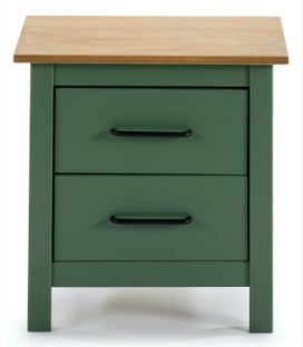 Szafka nocna drewno sosnowe zielona 2 szuflady 46x35 cm – obraz-1